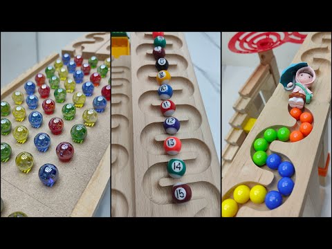 ASMR Marble Run Race 🔥 Wooden Wave Course Colorful Marbles #asmr #marblerun #marblerunrace