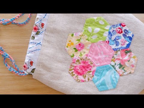 Create beautiful drawstring bag from small scrap fabric