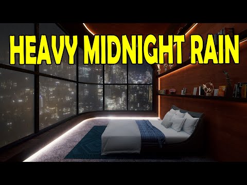 🎧 Heavy Midnight City Rain on Glass Window | Fall Asleep Fast with Intense Rain