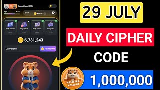 29 July Hamster Kombat Daily chipher Code  Hamster Kombat Daily Cipher 29 july | hamster kombat