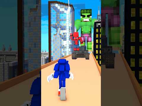 Sonic vs SuperHeroes in Rage Control Run Funny Animation #minecraft #sonic #minecraftanimation