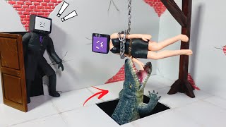 Making TV Man save TV Woman from Crocodile - Skibidi Toilet | Polymer Clay | Diorama