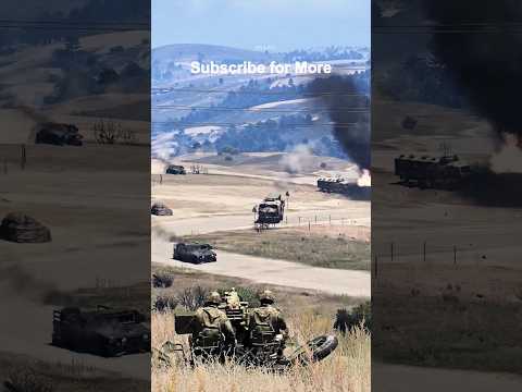 Twin-barreled autocannon destroying column | Arma