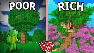 JJ RICH Tree House vs Mikey POOR Tree House Battle in Minecraft! (Maizen)