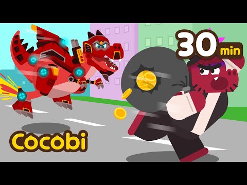 T-rex Superhero Officer Catchs the Thief! | Hero Song Compilation for Kids | Cocobi