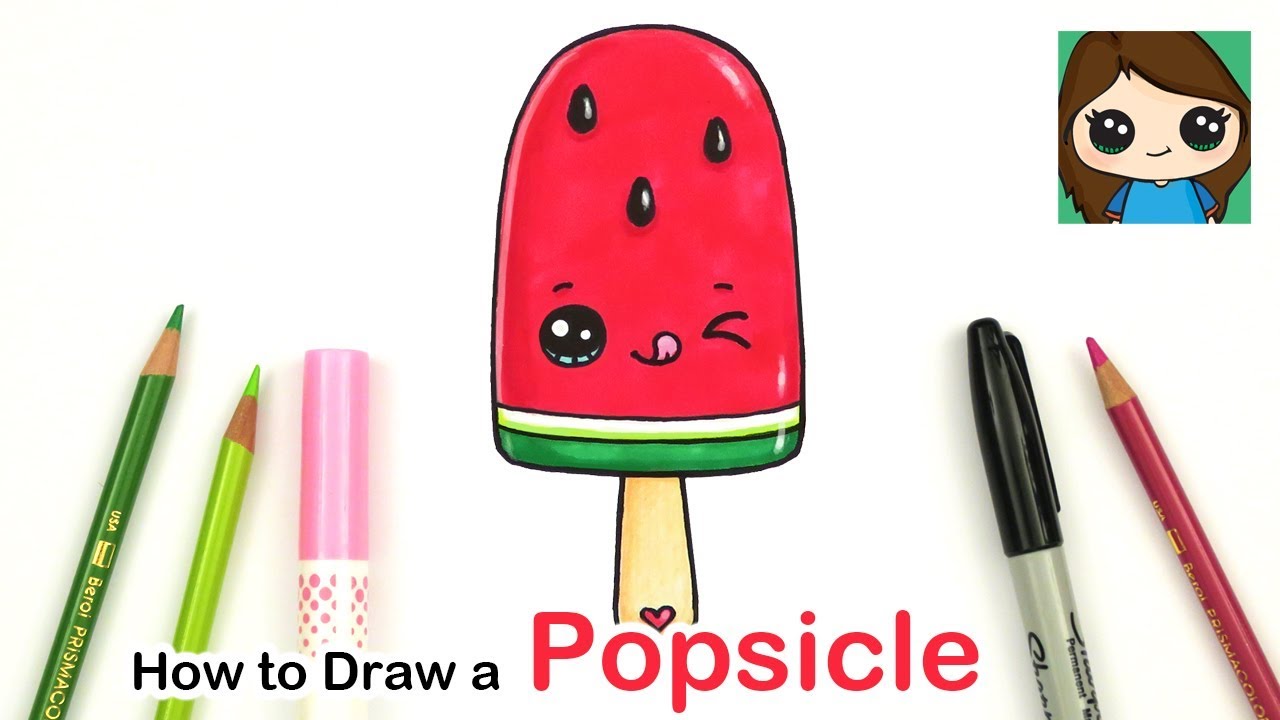 How to Draw a Watermelon Popsicle Easy Summer Art Series #4