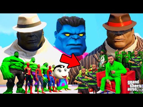 Shinchan Pinchan GREEN HULK GANG vs Franklin BLUE HULK GANG In GTA 5 | HULK MAFIA Joins GANG WAR