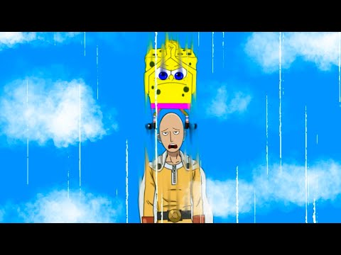 SPONGEBOB FIGHTS TO A DRAW WITH SAITAMA ONE PUNCH MAN FAN ANIMATION