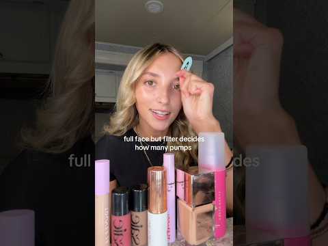 letting a filter decide how many pumps! #grwm #grwmmakeup #makeupchallenge #makeup #shortsfeed