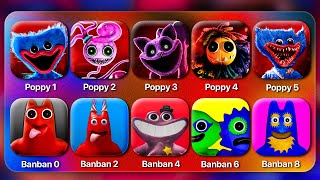 Poppy Playtime Chapter 1, 2, 3, 4, 5 VS Garten Of Banban 0, 1, 2, 3, 4, 6, 7 & 8| Poppy Playtime: 5