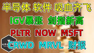 美股 罕见吸血，半导体、软件齐飞！IGV暴涨突破剑指新高！PLTR、NOW、MSFT！CRWD、MRVL财报！