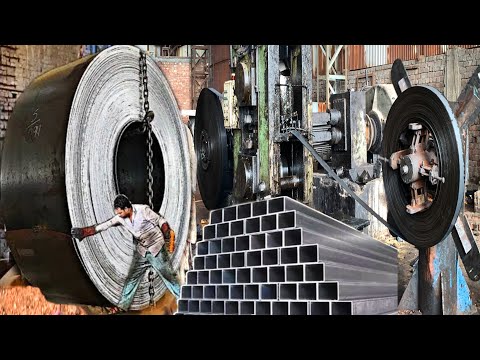 Amazing Manufacturing Process of Square Steel Pipe || How Square Steel Pipe Are Made in Factory