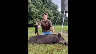 Tristan with his first Hog!