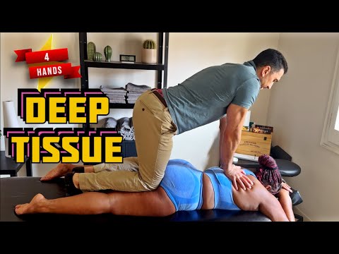 4 Hands Deep Tissue Massage. Strong and Funny Massage Therapist ¡