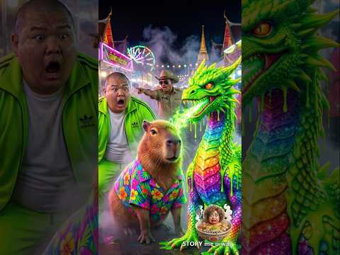 " ศึกมังกรงานวัด ! 🐲 เมื่อเฮียเขียว ขโมยมังกร คาปิบารา ไปย้อมสี 😱 "