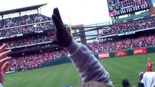 Phillies 2011 home opener Mayberry's game winning hit - Section 107