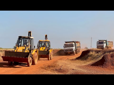 Kirloskar JCB 3dx with New JCB 3dx Eco Loading Red Mud in Tata 2518 Truck and Tata Tipper