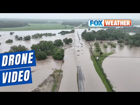 Drone Video Captures Dramatic Bird’s-Eye Look At Texas Flooding