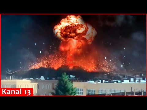 Donetskdə rus ordusunun sursat anbarında nəhəng partlayış: anbaan görüntülər