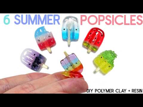 How to DIY 6 Different Popsicles: Melting, Bitten Polymer Clay and Resin Tutorial