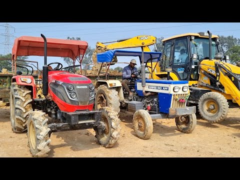 Jcb 3dx Eco Machine Loading Red Mud In Mahindra and Swaraj tractors | Jcb and Tractor Cartoon Video