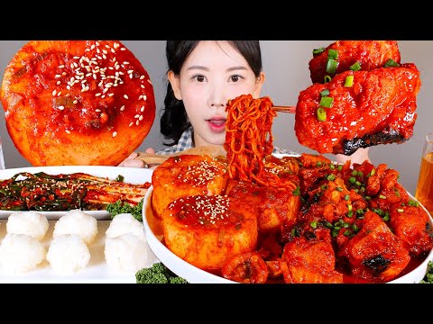 살캉살캉 무 가득🤍 우앙한 아귀불고기 무조림 먹방 Grilled monkfish [eating show] mukbang korean food