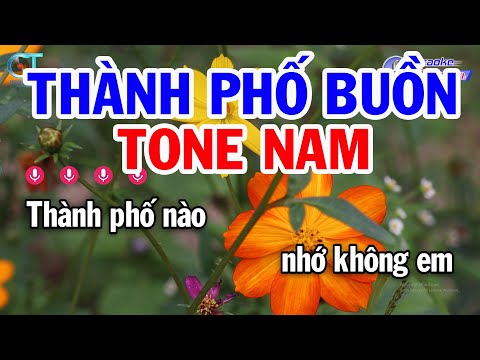 Karaoke Thành Phố Buồn Tone Nam Em | Nhạc Sống Đồng Sen