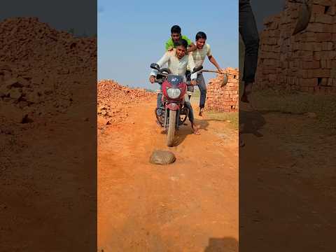 There was a lot of dirt in front of the road so the motorcycle stopped