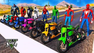 TEAM SPIDERMAN Motorcycles Racing Challenge on Mountain Mega Speed Ramp With TEAM VENOM RACE - GTA 5