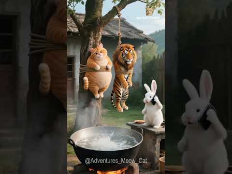 قصة الأرنب والقط مياو 🐇😼 | مواجهة النمر القوي 🐅🔥 النهاية غير متوقعة!#foryou #animals #cartoon #funny