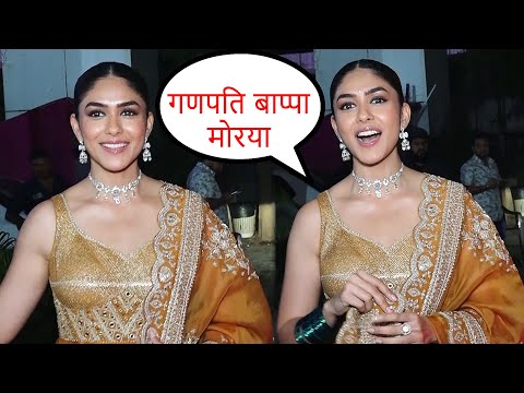 Mrunal Thakur Looking GORGEOUS in Anarkali Suit at Lalbaugcha Raja