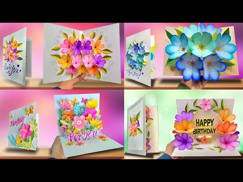 4 DIY Flower Pop up Card - Paper Crafts - DIY Pop up Card - Handmade craft