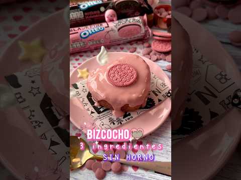 Oreos rosas 💖 BIZCOCHO sin horno, con solo 3 ingredientes #recetas #recetasfaciles #kawaii