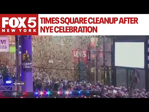 Happy New Year! Times Square clean up after celebration