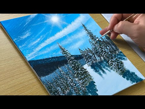 Easy Way to Paint Winter Scenery / Acrylic Painting for Beginners