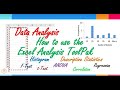 Excel Analysis Tool Pack Concepts