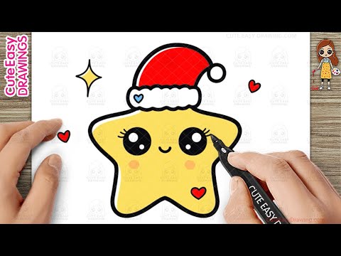 How to Draw a Cute Christmas Star - Easy Drawing and Coloring for Kids and Toddlers