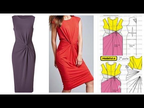 Easy twist/ knot front dress cutting and stitching...