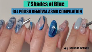ASMR 7 Blue Gel Nail Art Polish Removal #nails #peeloff #asmrsounds