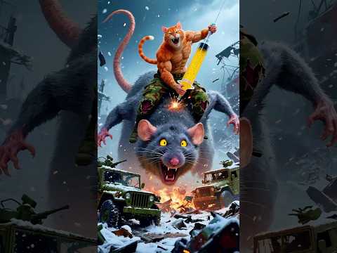 الفأر العملاق دمر معسكر الجيش كله والقط مياو ركب فوقه وحاول يوقفه💥… النهاية هتصدمك! #shorts #cat #ai