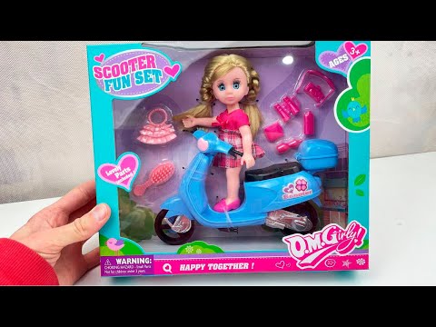 4 Minutes with Scooter fun set Satisfying ASMR , Pink toys, Baby girl scooter Toys Unboxing ASMR