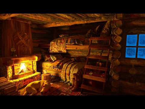 Deep Sleep in 3 MINUTES - Cozy Winter Hut with Snowfall, Wind Sound, Fireplace