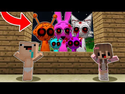 Los SPRUNKIS... QUIEREN ENTRAR A MI CASA en MINECRAFT 😰  BEBÉ NOOB