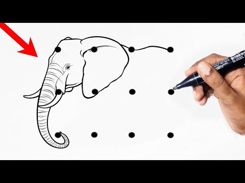 How to draw a Elephant 🐘from 12 dots / How to draw Elephant / Elephant drawing / elephant video