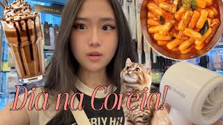 Um dia na Coreia comigo! Comendo , cat café , passeando 💖