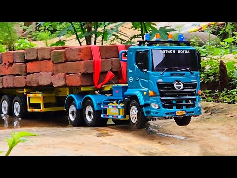 AKSI KE 20 ‼️ Pengiriman Batu Bata RC Truk Trailer VS Hino Tronton Jumping Saat Melintasi Tanggul