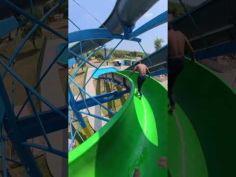 Bela ciao playground parkour at waterslide hot summer pov