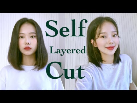 sub)셀프 레이어드컷 진짜 대성공함✂️Cutting My Own Hair 🎶 self layered cut Tutorial | 거지존 모여라! 중단발 셀프커트 | jjuE 쭈이