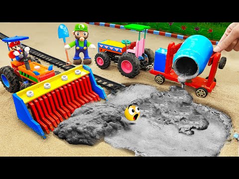 Top diy tractor making Concrete Road | diy Bulldozer Repair Train Tracks