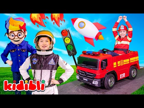 Bomberos, Policía, Médico y Obrero de Construcción 🚀 Videos Educativos para Niños | Kidibli